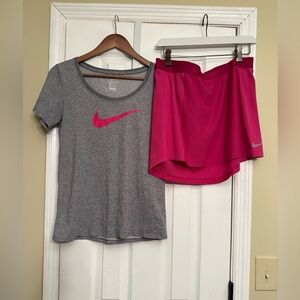 Nike Gray Tee shirt small hot Pink Skirt large $108